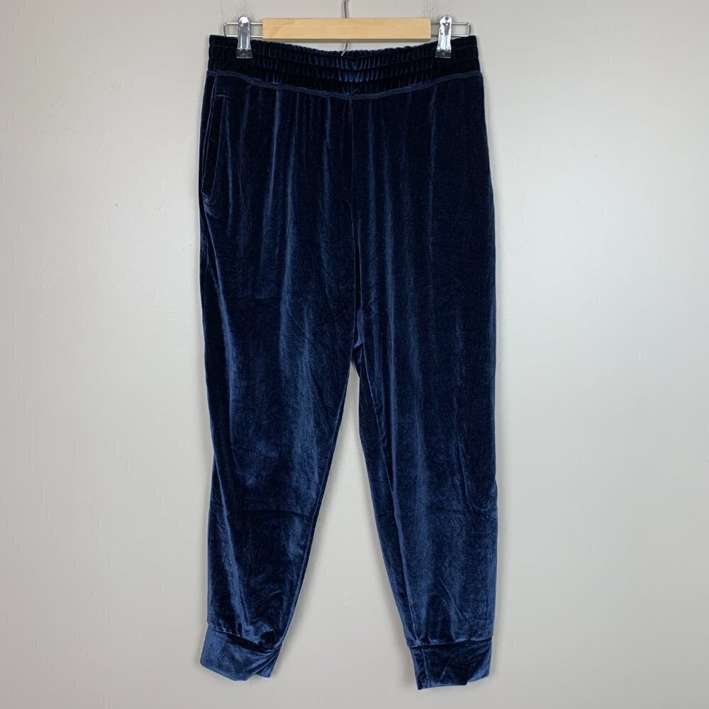 Fabletics Navy Blue Luxe Velour Jogger Pants Size Medium - Picture 2 of 6